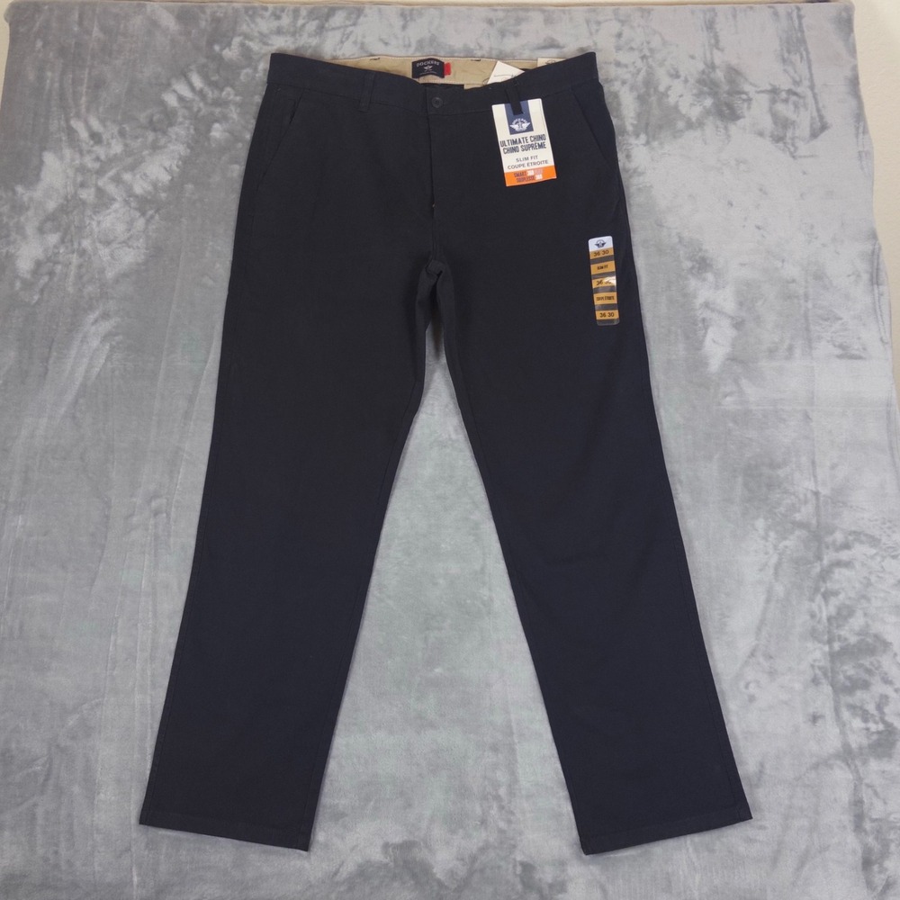 NWT Dockers Chino Pants Mens 36x30 Black Ultimate Supreme Slim Fit Smart Flex